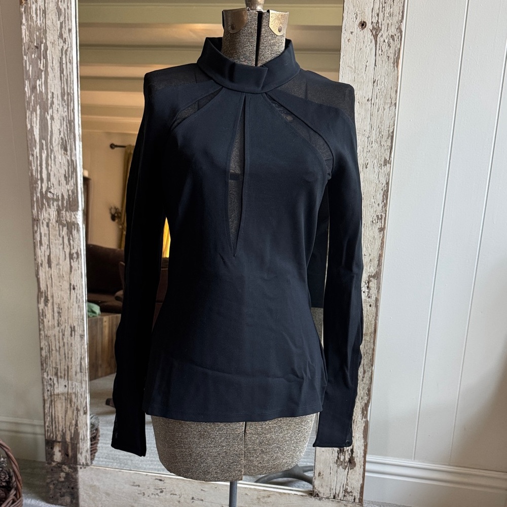 Free People Black High-Neck Blouse